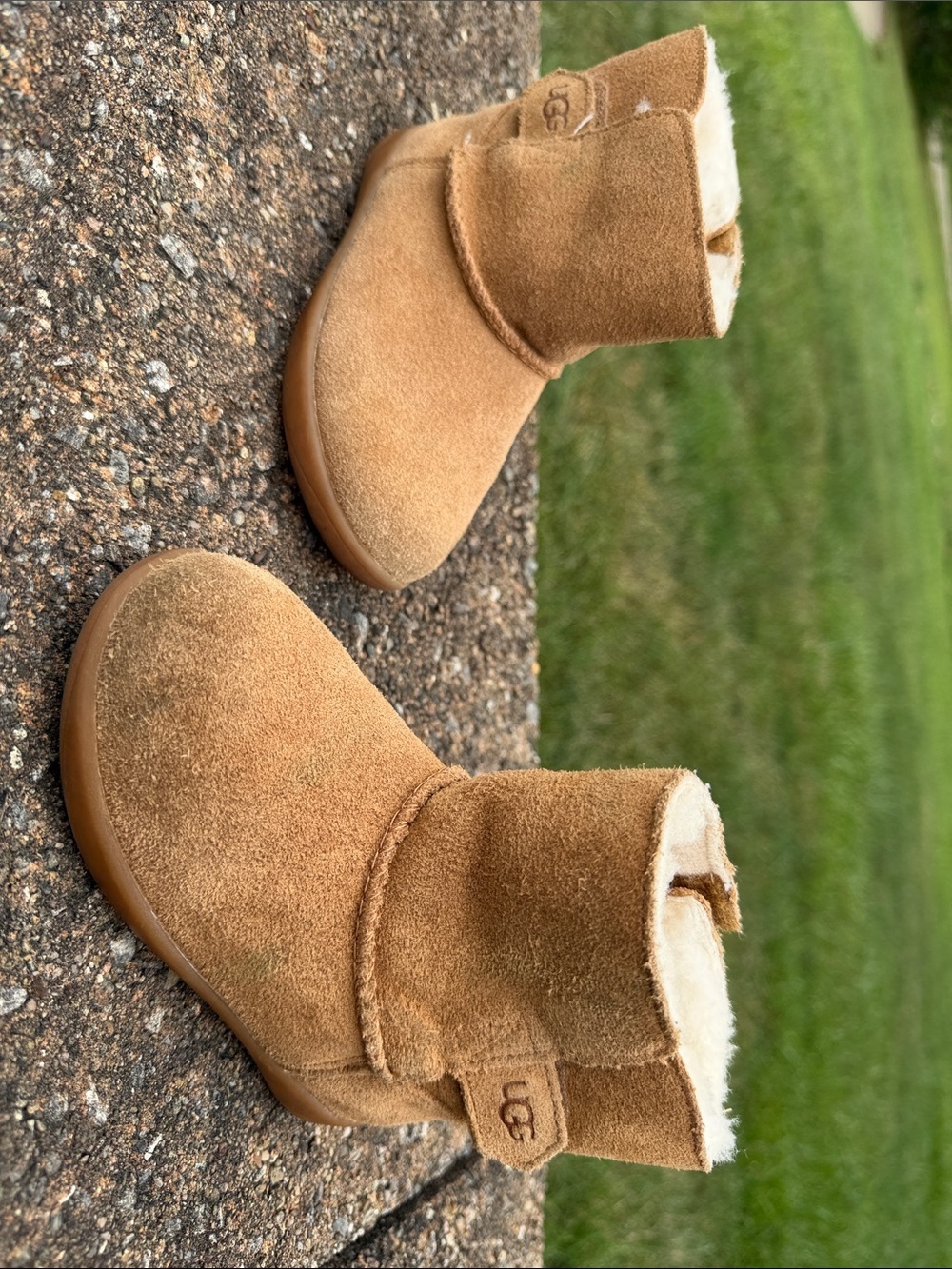 UGG Chestnut/Tan Kids Suede Shearling Booties